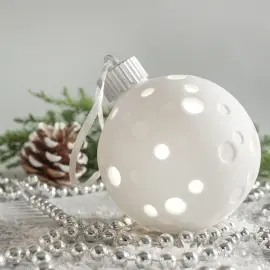 Набор фарфоровых светящихся елочных шаров со светильником "Пряничный домик"